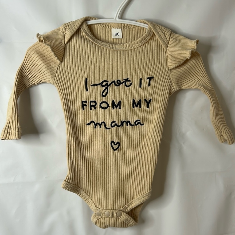 Baby clothes bodysuit size 3-6 mths ruffle sling sleeves girls 100% cotton rib